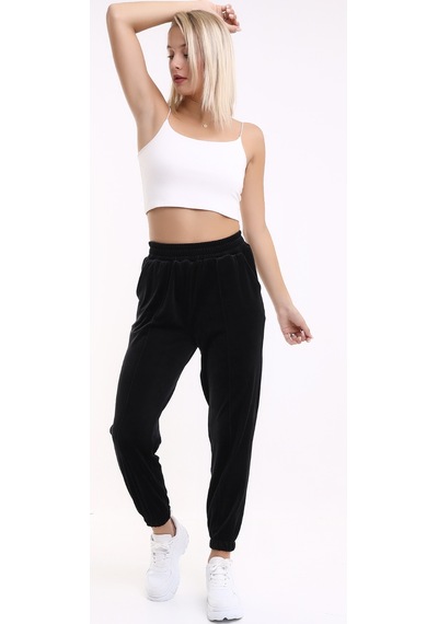 Winmoda34 Kadife Eşofman Jogger Siyah