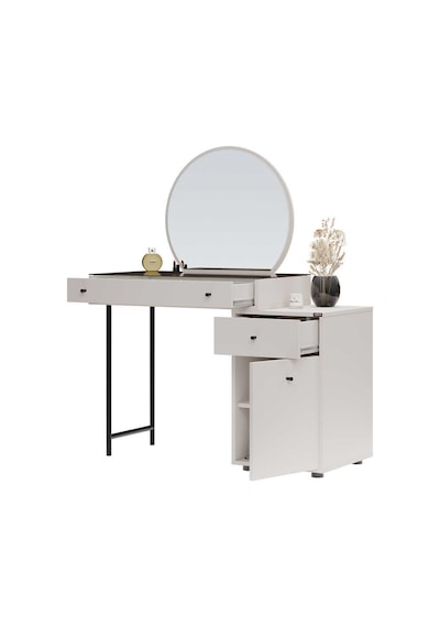 Dior Aynalı Makyaj Masası - Vizon 108x134x47 Cm