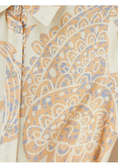 Lcw Comfort Ekru Desenli Beli Kuşaklı Kadın Gömlek Tunik