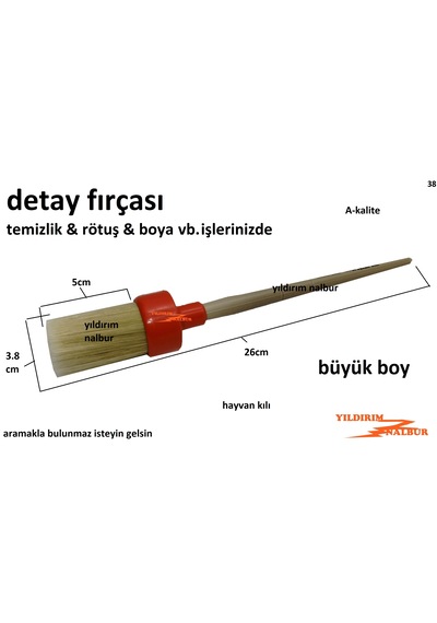 Detay Fırça Büyük Boy Boya Rötuş Araba İçi Temizleme Fırçası Hayvan Kılı