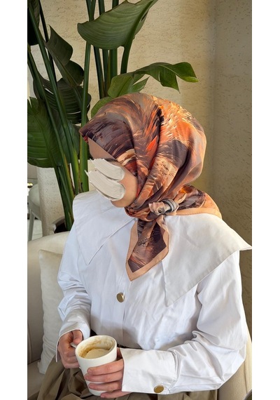 Qalortex Scarf Pamuklu Soft Lara Desen Eşarp-orange