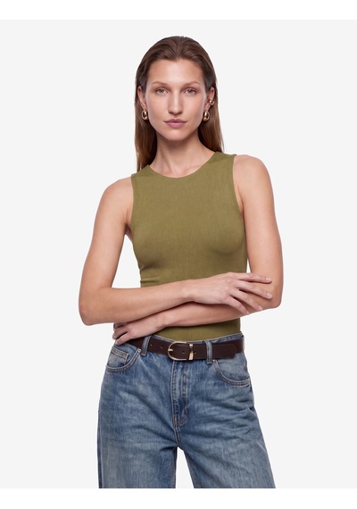 Koton Slim Fit Kolsuz Bisiklet Yaka Bodysuit Haki 7wak10014ek