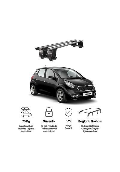 Royal Kia Venga 2014 Ve Sonrası Uyumlu Gri Ara Atkı Port Bagaj Tavan Barı