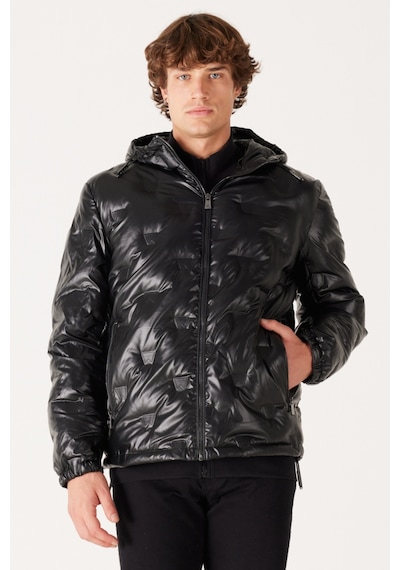 Wrangler Regular Fit Normal Kesim Kapüşonlu Siyah Şişme Mont W232274001 Siyah