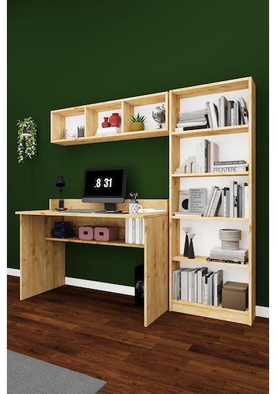 Asra Trend Çalışma Masası Seti ÇMT001 %100 MDF Kitaplıklı Raflı Ofis Takımı Safir Meşe Asra Trend Çalışma Masası Seti ÇMT001 %100 MDF Kitaplıklı Raflı Ofis Takımı Safir Meşe