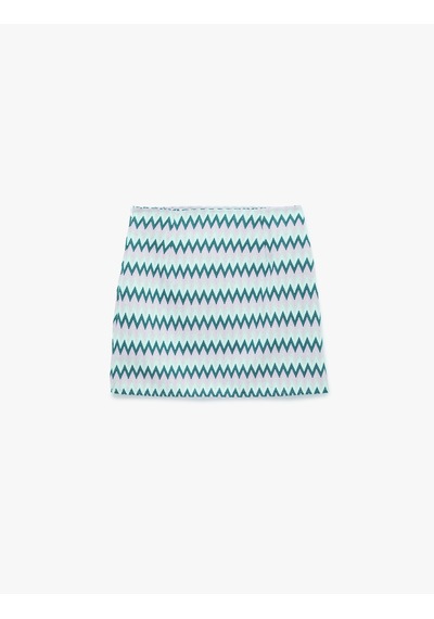 Koton Koton X Sibil Çetinkaya - Geometrik Desenli A Kesim Mini Etek Lila Desenli 6sak10106uk