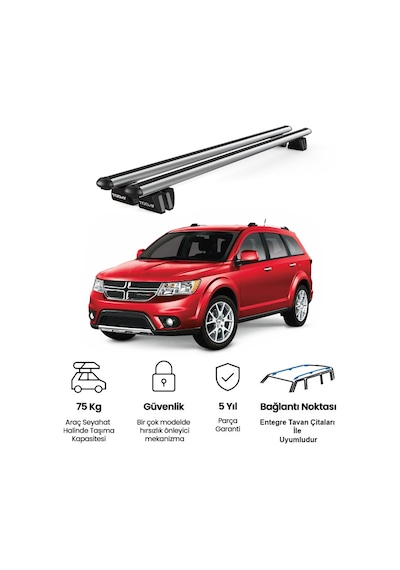 Pençe Dodge Journey Ara Atkı 2012-2020 Uyumlu Gri Ara Atkı Port Bagaj Tavan Barı