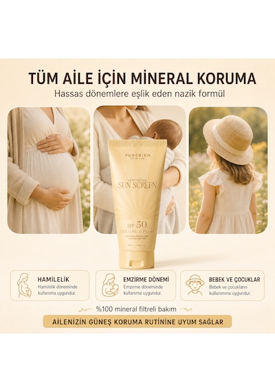 Purebıen %100 Doğal Güneş Koruyucu Spf 50+ Pa++++ Uva/uvb 50 Ml
