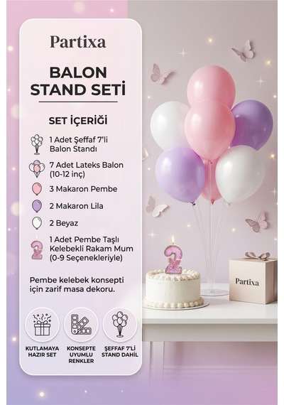 Işıltılı Pembe Taşlı Kelebekli Rakam Pasta Mumu & Balon Stand Seti - Prenses Konsept Doğum Günü Süsleme Tüm Yaşlar 45662526 Işıltılı Pembe Taşlı Kelebekli Rakam Pasta Mumu & Balon Stand Seti - Prenses Konsept Doğum Günü Süsleme Tüm Yaşlar 45662526