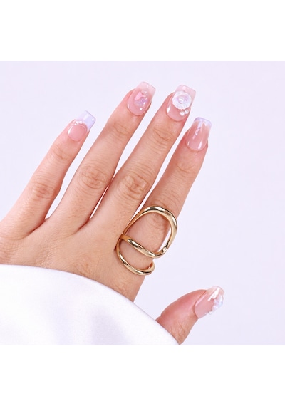 Takma Tırnak Ten Rengi Nail Art Orta Balerin - 10'lu Tekrar Kullanılabilir El Yapımı Protez Takma Tırnak Eobl-3517 S