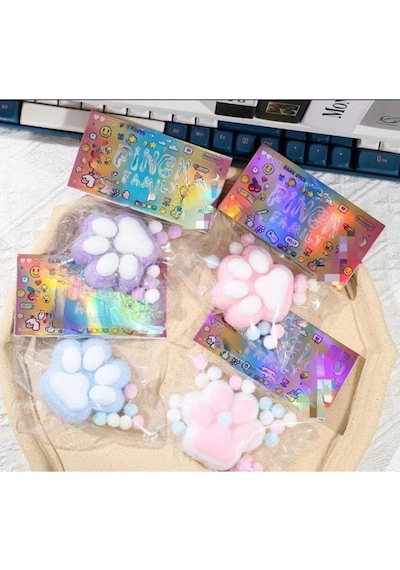 Kedi Patisi Taba Squishy Stress Oyuncağı Sukuşi Pati, Tüylü Oyuncak Mor Diğer