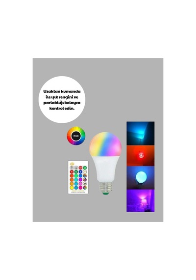 Rgb Uzaktan Kumandalı Led Ampul 16 Renk A Kalite 2025 Model Orijinal Mariposascrt Belirtilmemiş
