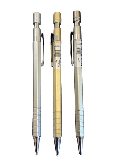 Perfect 7057 Versatil Mekanik Kurşun Kalem 0.9mm Metal Gövde 3'lü Set Gümüş Gold