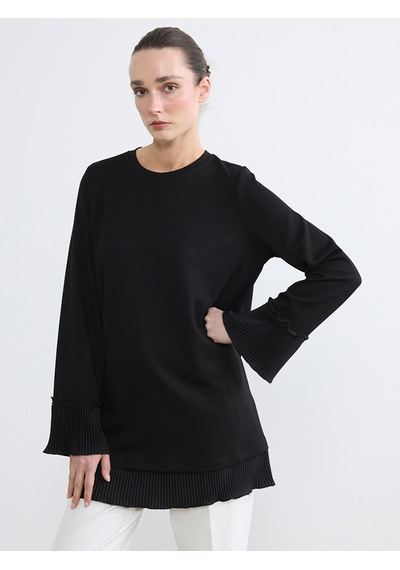 Lcwaıkıkı Classic Siyah Bisiklet Yaka Soft Touch Kadın Tunik