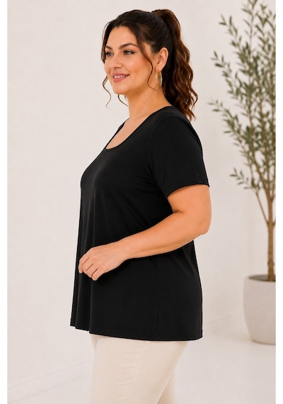 Paw Garage Kadın Büyük Beden Günlük Bluz - Kare Yaka Kısa Kol Bluz 3xl Sıyah 3xl Sıyah Pwgdad5118
