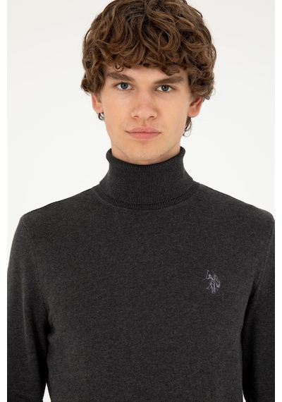 U.S. Polo Assn. Erkek Slim Fit Boğazlı Yaka Antrasit Melanj Basic Kazak 50293523-VR081 U.S. Polo Assn. Erkek Slim Fit Boğazlı Yaka Antrasit Melanj Basic Kazak 50293523-VR081