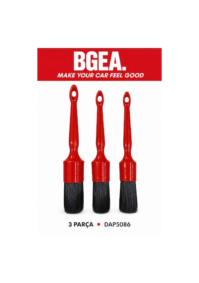 Bgea Premium 3 Parça Detaylı Temizlik Fırça Seti Kırmızı