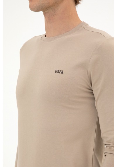 U.S. Polo Assn. Erkek Slim Fit Bisiklet Yaka Koyu Bej Süprem Basic Sweatshirt 50313744-VR088 U.S. Polo Assn. Erkek Slim Fit Bisiklet Yaka Koyu Bej Süprem Basic Sweatshirt 50313744-VR088