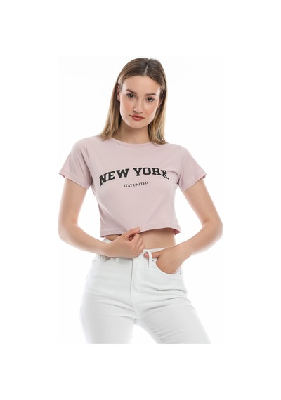 Kadın Newyork Baskılı Tişort Spr21y15 001