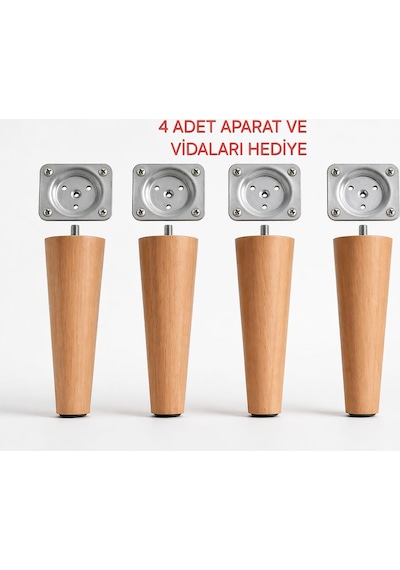 Turkıshrug Kıngdom 4'lü Ahşap Konik Ayak 20 Cmgürgen Koltuk Ayağı Baza Ayağı Tv Ünitesi Ayağı Mobilya Ayağı Koltuk Ayağı Turuncu