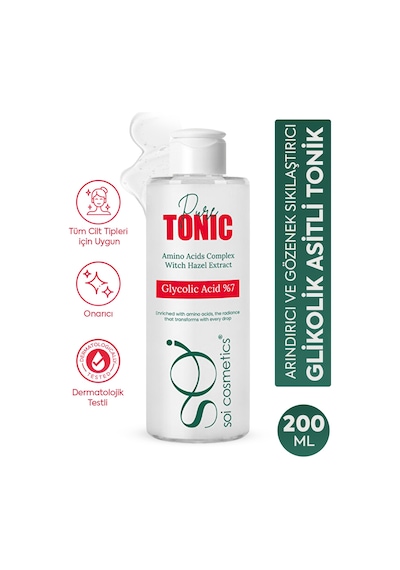 Soi Cosmetics Glikolik Asit Gözenek Sıkılaştırıcı ve Arındırıcı Leke Karşıtı Tonik 200 ML