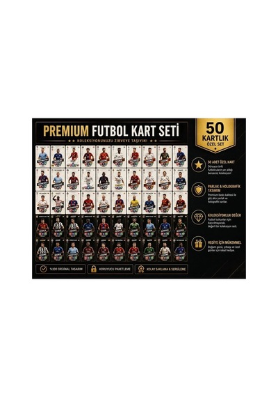 Cantex Tech Futbolcu Oyun Karti 50 Adet 25 Sılver- 25 Black Series Pocket Esnek Kırılmaz Parlak Kart + Çanta
