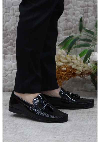 Pierre Cardin 25101 Siyah Rugan Hakiki Deri Erkek Babet Loafer Erkek Ayakkabı 001
