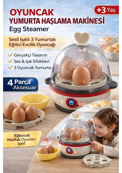 Yumurta Haşlama Makinesi Egg Steamer Sesli Işıklı 3 Yumurtalı Eğitici Evcilik Oyuncağı