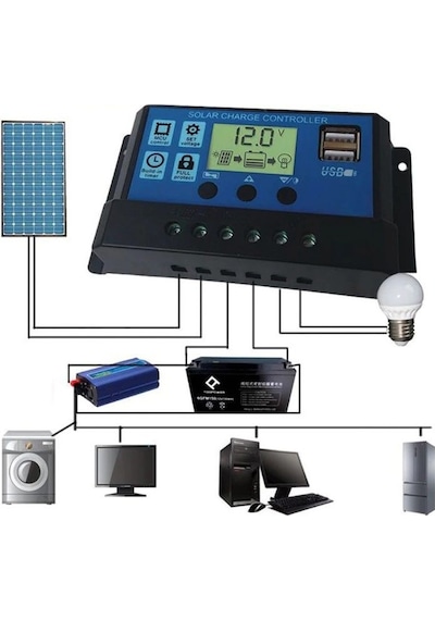 Solar Güneş Paneli Akü Şarj Kontrol Cihazı 30 Amper-12V-24V
