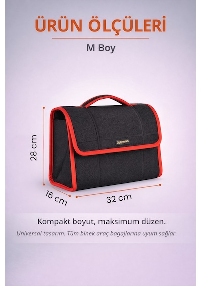 Oto Bagaj Organizer Bagaj Çantası M Boy Kaymaz Cırt Bantlı Velur Kompakt Düzenleyici - Mcx1