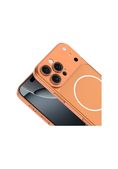 Apple Uyumlu iPhone 14 Pro Max Kılıf M-safe Şarj Özellikli Kamera Korumalı Kapak Spark Turuncu