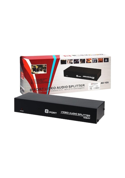 Powermaster 8 Port Video Audio Splitter Video Çoklayıcı