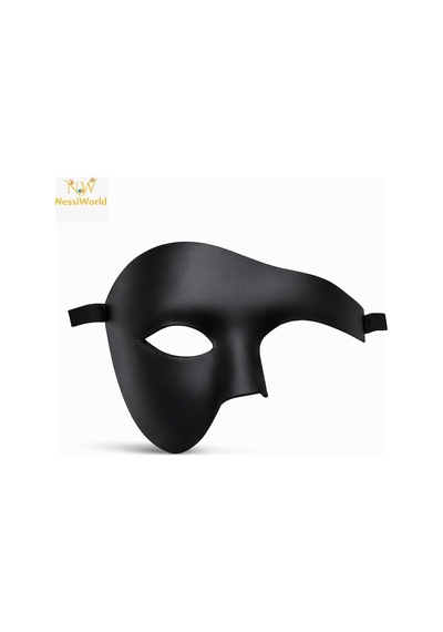 Siyah Yarım Erkek Maske Phantom Parti &amp Balo Maskesi Açık Bej