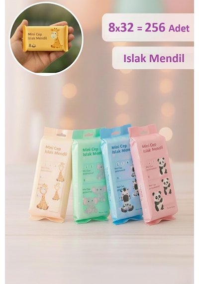 Kapris Mini Cep Islak Mendil 1419 8 Adet 32'li Set 256 Yaprak