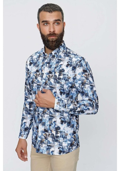 Efor G 1508 Slim Fit Lacivert Spor Gömlek Lacivert