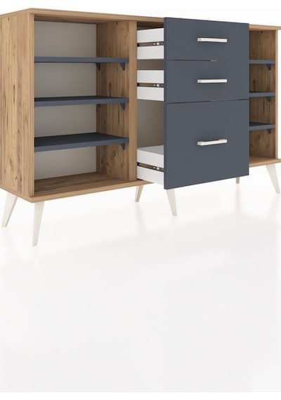 Arges Konsol 6 Raflı 3 Çekmeceli 132x30x83 Çam-antrasit/antrasit Antrasit/antrasit Arges Konsol 6 Raflı 3 Çekmeceli 132x30x83 Çam-antrasit/antrasit Antrasit/antrasit