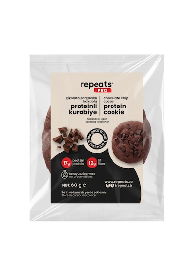 Pro Yüksek Proteinli Çikolata Parçacıklı Kakaolu Kurabiye 60gr