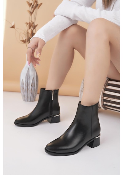 Nesilshoes Nesil Shoes Mddm 9711 Siyah Topuklu Kadın Bot