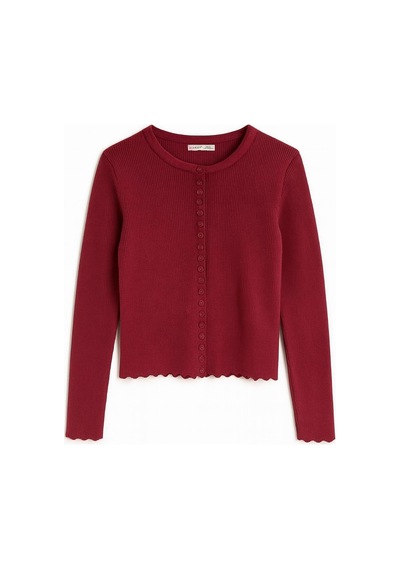 Hiccup Mıxray Fitilli Örgü Düğmeli Hırka Bordo - Kırmızı