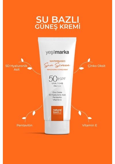 Yeşilmarka Su Bazlı Nemlendirici Güneş Kremi 50 Faktör Spf 50 Ml