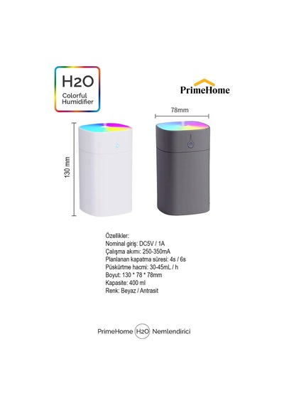 Prime Home H2O Ultrasonik Hava Nemlendirici Buhar Makinesi