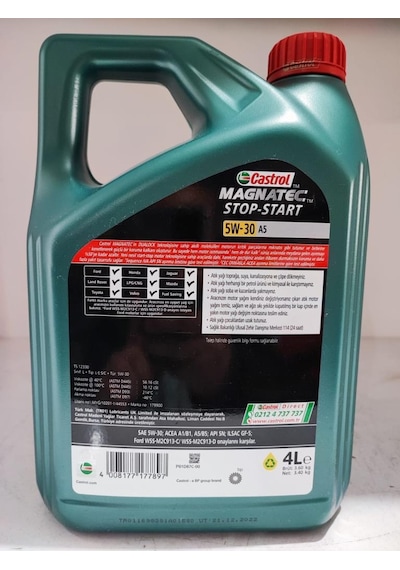 Castrol Magnatec Benzin+dizel 5w-30 A5 4lt Üretim : 2024