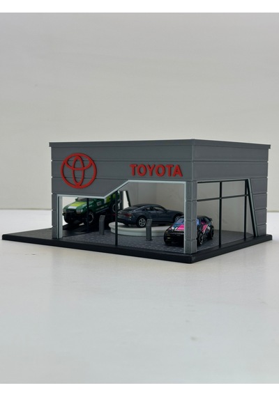 3d Baskı 1/64 Ölçekli Toyota Showroom Tasarımlı Diorama Araç Sergileme Garajı