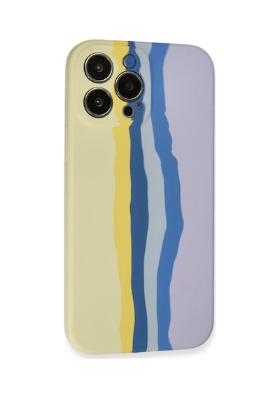 Apple iPhone Uyumlu  Uyumlu 13 Pro Kılıf Ebruli Lansman Silikon - Sarı-lila