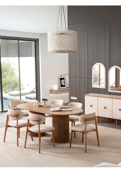 Heloise Bohem Natural Ahşap Masa Sandalye Takımı 90x180 Natural Heloise Bohem Natural Ahşap Masa Sandalye Takımı 90x180 Natural