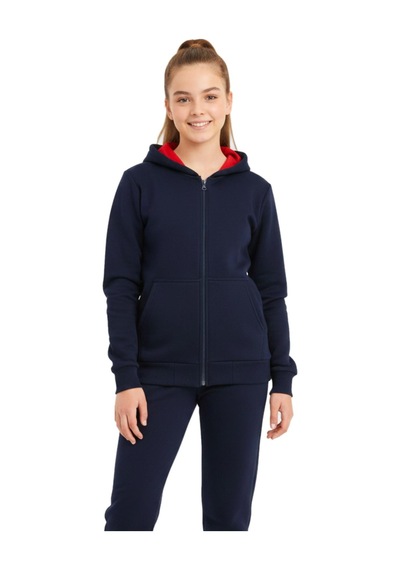 Baglan Lacivert Fermuarlı Kapüşonlu Cepli Kız Erkek Sweatshirt Bgl-st05000 Lacivert