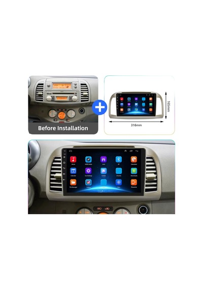 Navix V8 Turbo 4-64 Nissan Micra 2002-2010 Android Multimedya Carplay Sistemi 9"