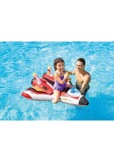 Intex 57536 Su Tabancalı Kırmızı Uçak Şişme Çocuk Binici 117cm Çok Renkli