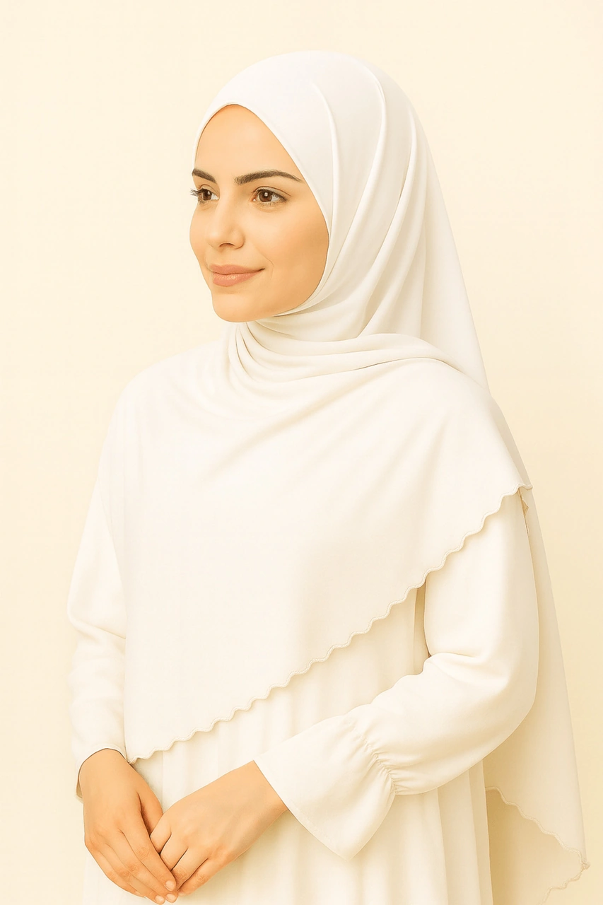 Mim Eşarp Enba Premium Jersey Sandy Şal - 75x190 Cm Beyaz