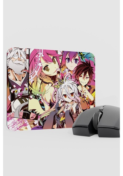 No Game No Life Anime V2 - 22x18 Gaming Kauçuk Kaymaz Taban Mouse Pad Fare Altlığı